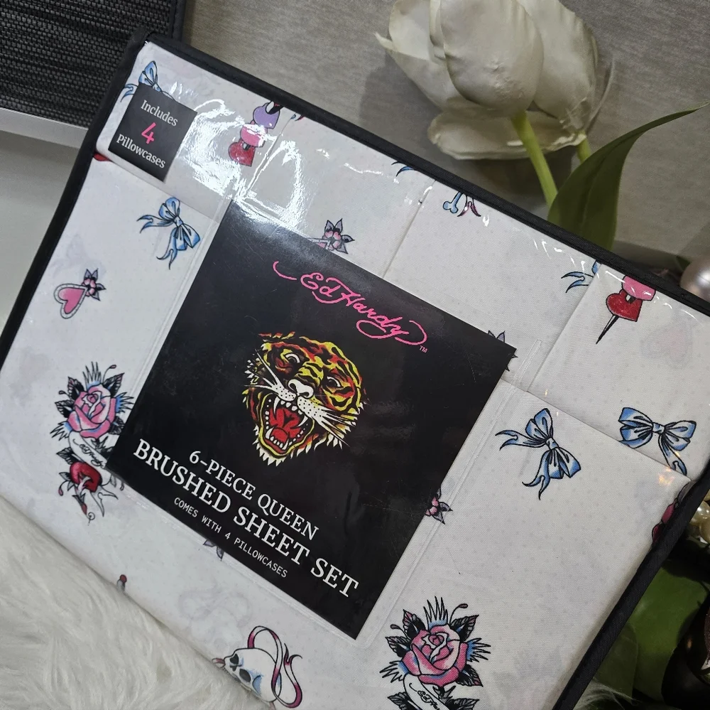 Ed Hardy 6Piece QUEEN Double Brushed sheet set.New